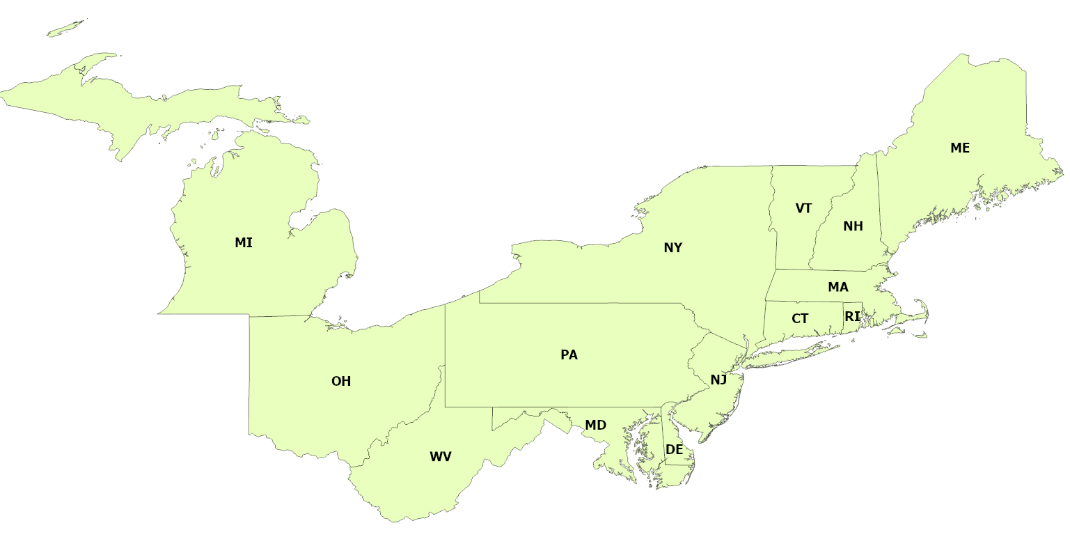 Northeast Regional Boundary Map